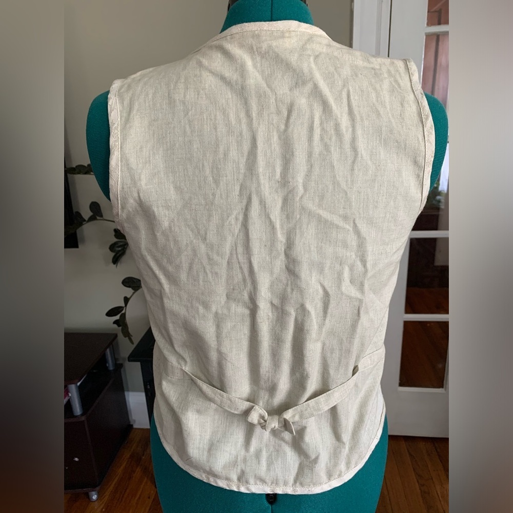 Vintage linen beaded embroidered vest - Picture 5 of 9